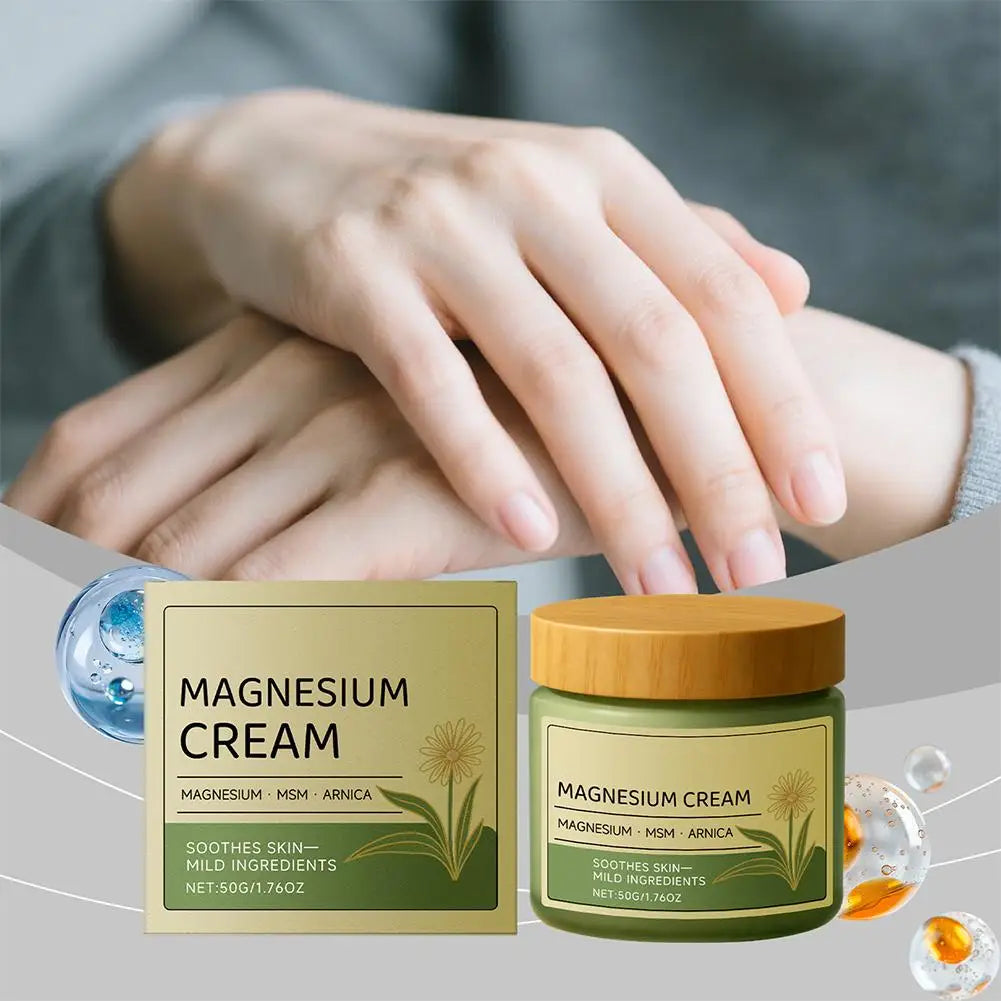 Crema Suave de Magnesio con Árnica MSM, Fórmula No Grasa, para Masajes Externos en Rodillas y Músculos, Hidratación, Calmante, Cuidado Diario de la Piel